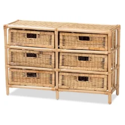 Kirkland's Home Natural Boho Rattan Weave Storage Cabinet- Cabinets & Sideboards