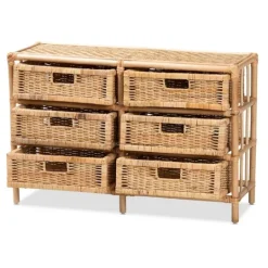 Kirkland's Home Natural Boho Rattan Weave Storage Cabinet- Cabinets & Sideboards