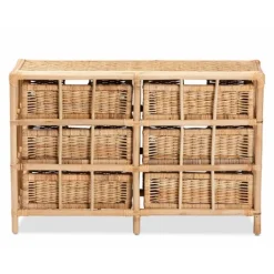 Kirkland's Home Natural Boho Rattan Weave Storage Cabinet- Cabinets & Sideboards