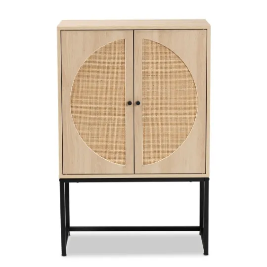 Kirkland's Home Natural Cane And Wood 2-Door Cabinet- Cabinets & Sideboards