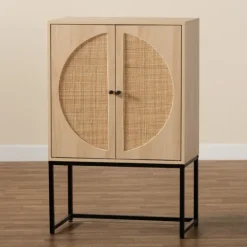 Kirkland's Home Natural Cane And Wood 2-Door Cabinet- Cabinets & Sideboards