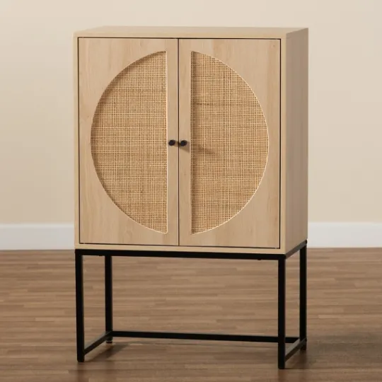 Kirkland's Home Natural Cane And Wood 2-Door Cabinet- Cabinets & Sideboards