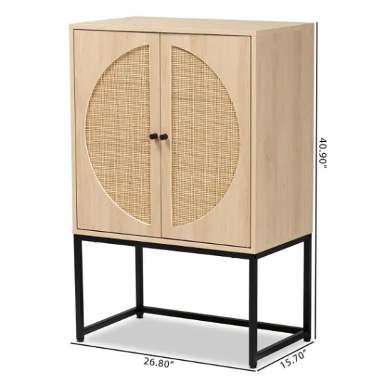 Kirkland's Home Natural Cane And Wood 2-Door Cabinet- Cabinets & Sideboards