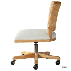 Kirkland's Home Natural Cane Back Linen Office Chair- Office Furniture