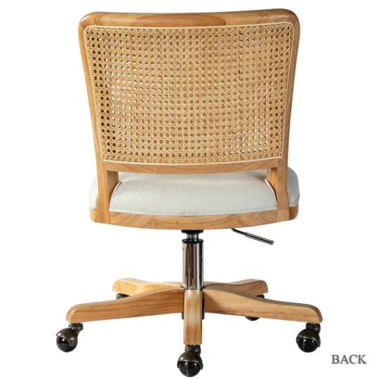 Kirkland's Home Natural Cane Back Linen Office Chair- Office Furniture