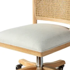 Kirkland's Home Natural Cane Back Linen Office Chair- Office Furniture