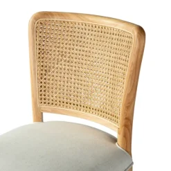 Kirkland's Home Natural Cane Back Linen Office Chair- Office Furniture