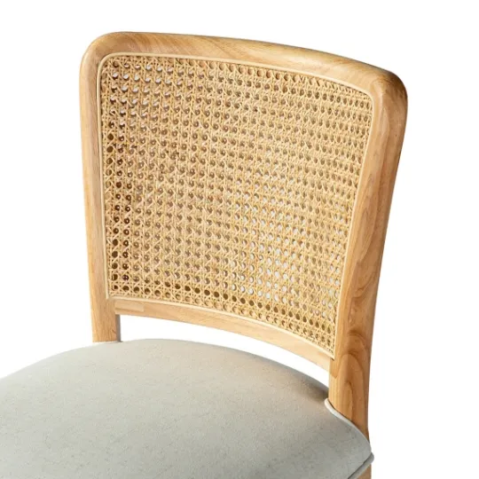 Kirkland's Home Natural Cane Back Linen Office Chair- Office Furniture