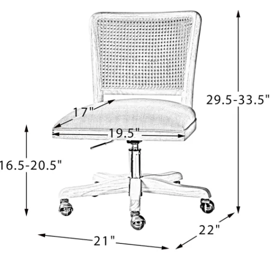 Kirkland's Home Natural Cane Back Linen Office Chair- Office Furniture