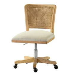 Kirkland's Home Natural Cane Back Suede Office Chair- Office Furniture