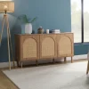 Kirkland's Home Natural Cane Wood Arched Sideboard Cabinet- Cabinets & Sideboards