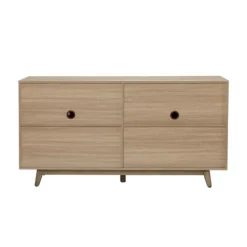 Kirkland's Home Natural Cane Wood Storage Media Cabinet- Cabinets & Sideboards