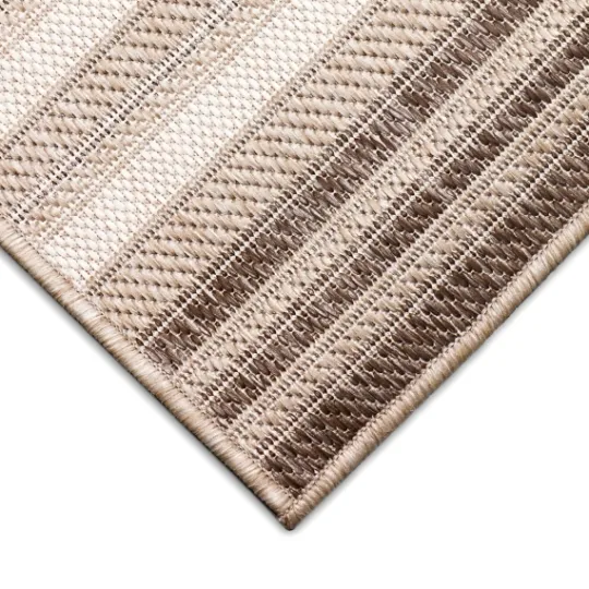 Kirkland's Home Natural Canva Striped Outdoor Runner- Outdoor Rugs