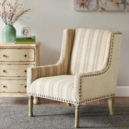 Kirkland's Home Natural Cara Stripe Accent Chair- Accent Chairs