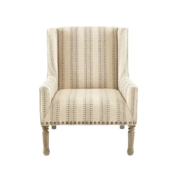 Kirkland's Home Natural Cara Stripe Accent Chair- Accent Chairs