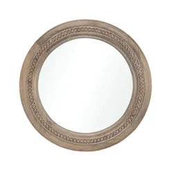 Kirkland's Home Natural Carved Driftwood Round Wall Mirror- Decorative Mirrors