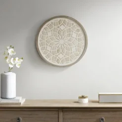 Kirkland's Home Natural Carved Wood Medallion Round Wall Plaque- Wall Plaques