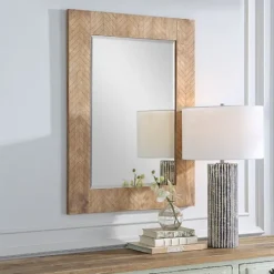 Kirkland's Home Natural Chevron Wood Wall Mirror- Decorative Mirrors