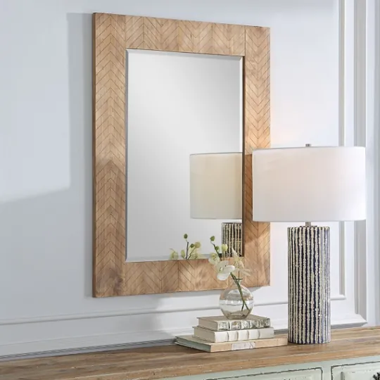 Kirkland's Home Natural Chevron Wood Wall Mirror- Decorative Mirrors