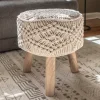Kirkland's Home Natural Crochet Stool- Benches & Ottomans