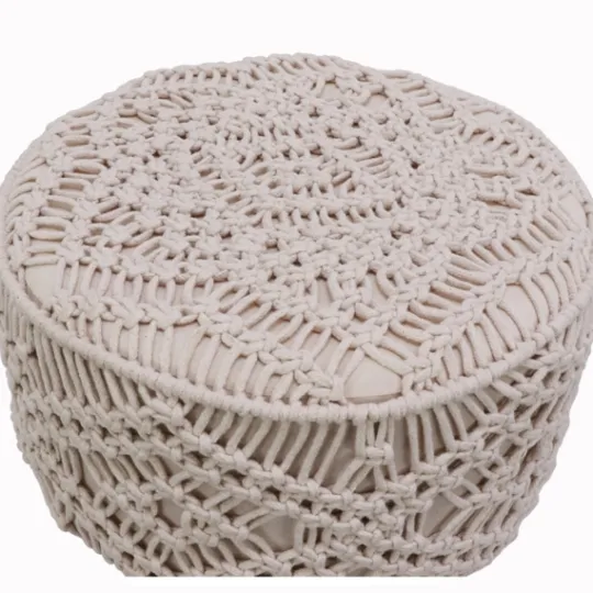 Kirkland's Home Natural Crochet Stool- Benches & Ottomans