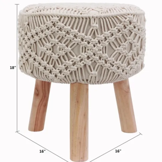 Kirkland's Home Natural Crochet Stool- Benches & Ottomans