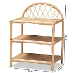 Kirkland's Home Natural Curled Rattan 3-Tiered Bookcase- Bookshelves