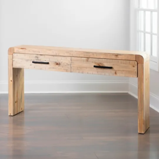 Kirkland's Home Natural Curved Edge Console Table- Console Tables