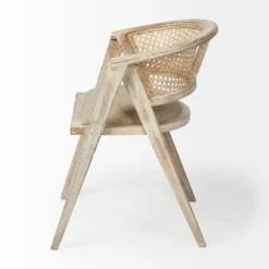 Kirkland's Home Natural Curved Rat And Linen Dining Chair- Dining Chairs