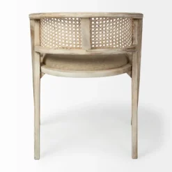 Kirkland's Home Natural Curved Rat And Linen Dining Chair- Dining Chairs