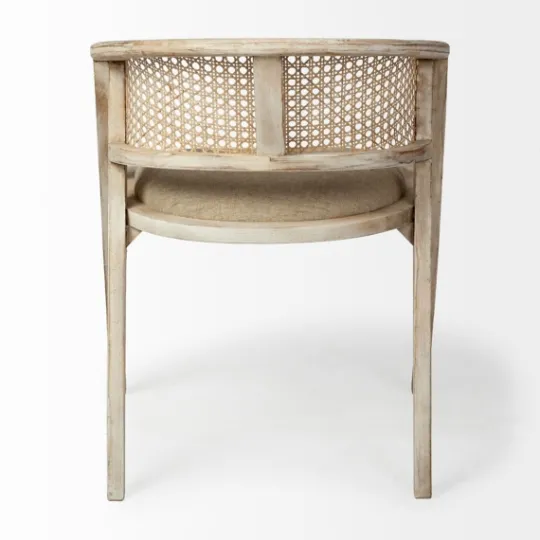 Kirkland's Home Natural Curved Rat And Linen Dining Chair- Dining Chairs