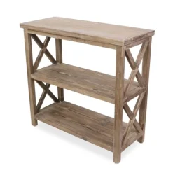 Kirkland's Home Natural Double X Wood Bookshelf- Bookshelves