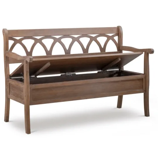 Kirkland's Home Natural Driftwood Fretwork Back Storage Bench- Benches & Ottomans
