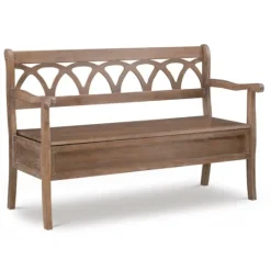 Kirkland's Home Natural Driftwood Fretwork Back Storage Bench- Benches & Ottomans
