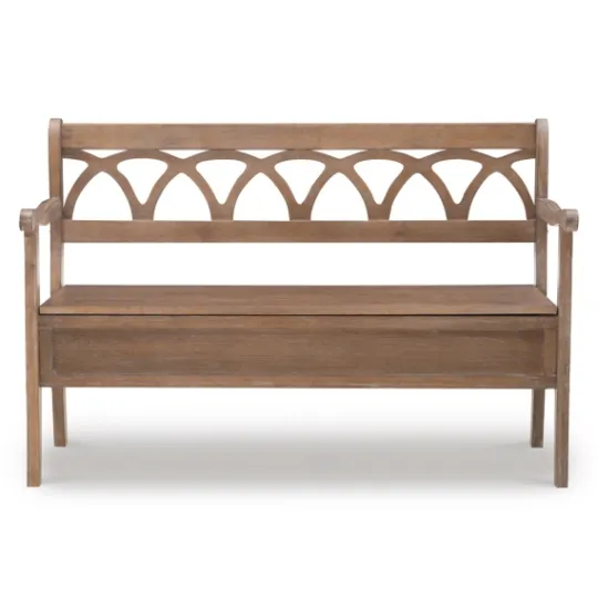 Kirkland's Home Natural Driftwood Fretwork Back Storage Bench- Benches & Ottomans