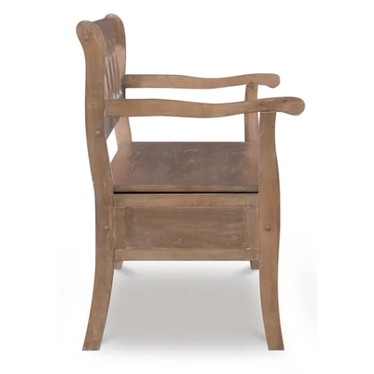 Kirkland's Home Natural Driftwood Fretwork Back Storage Bench- Benches & Ottomans