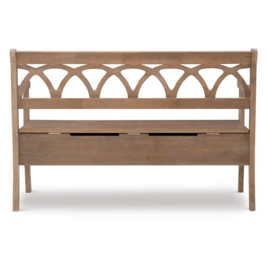 Kirkland's Home Natural Driftwood Fretwork Back Storage Bench- Benches & Ottomans