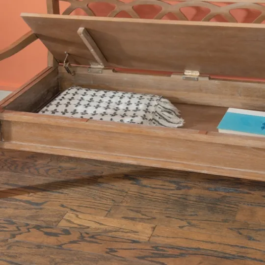 Kirkland's Home Natural Driftwood Fretwork Back Storage Bench- Benches & Ottomans