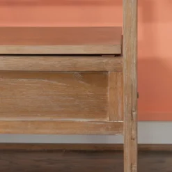 Kirkland's Home Natural Driftwood Fretwork Back Storage Bench- Benches & Ottomans