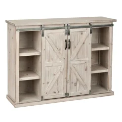 Kirkland's Home Natural Farmhouse Sliding Door Cabinet- Entryway Furniture