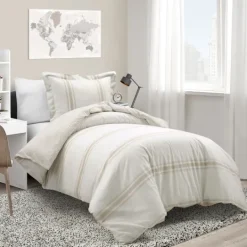 Kirkland's Home Natural Farmhouse Stripe 2-Pc. Twin Xl Duvet Set- Duvets