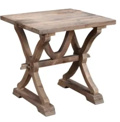 Kirkland's Home Natural Farmhouse Trestle Base Accent Table- Accent & End Tables