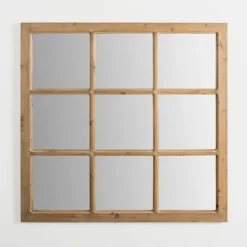 Kirkland's Home Natural Fir Wood Window Pane Mirror- Decorative Mirrors