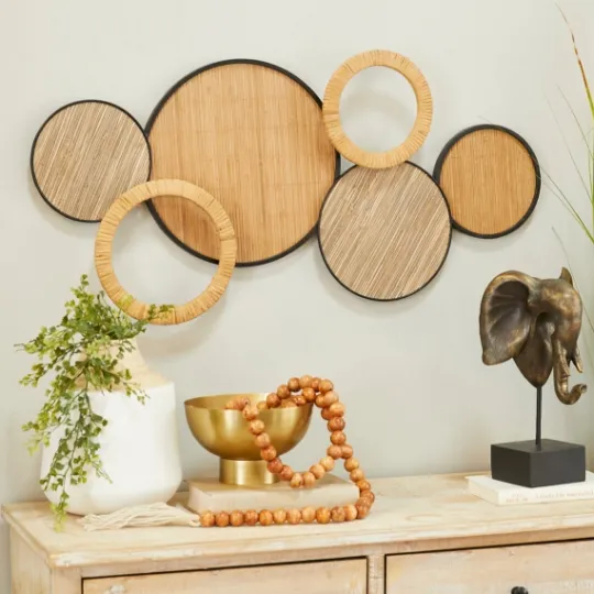 Kirkland's Home Natural Floating Disks Bamboo Wall Plaque- Wall Plaques