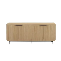 Kirkland's Home Natural Fluted Wood 4-Door Scandinavian Cabinet- Cabinets & Sideboards