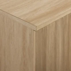 Kirkland's Home Natural Fluted Wood 4-Door Scandinavian Cabinet- Cabinets & Sideboards