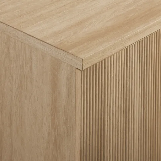 Kirkland's Home Natural Fluted Wood 4-Door Scandinavian Cabinet- Cabinets & Sideboards