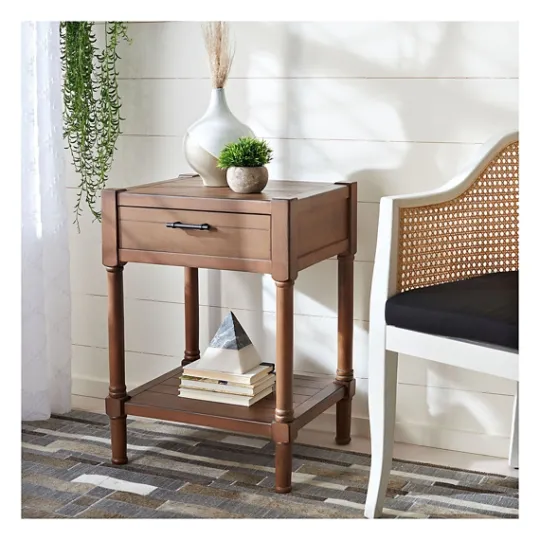 Kirkland's Home Natural Geometric Industrial Pull Accent Table- Accent & End Tables