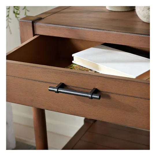 Kirkland's Home Natural Geometric Industrial Pull Accent Table- Accent & End Tables