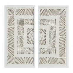 Kirkland's Home Natural Geometric Rice Paper Framed Art, Set Of 2- Framed Art